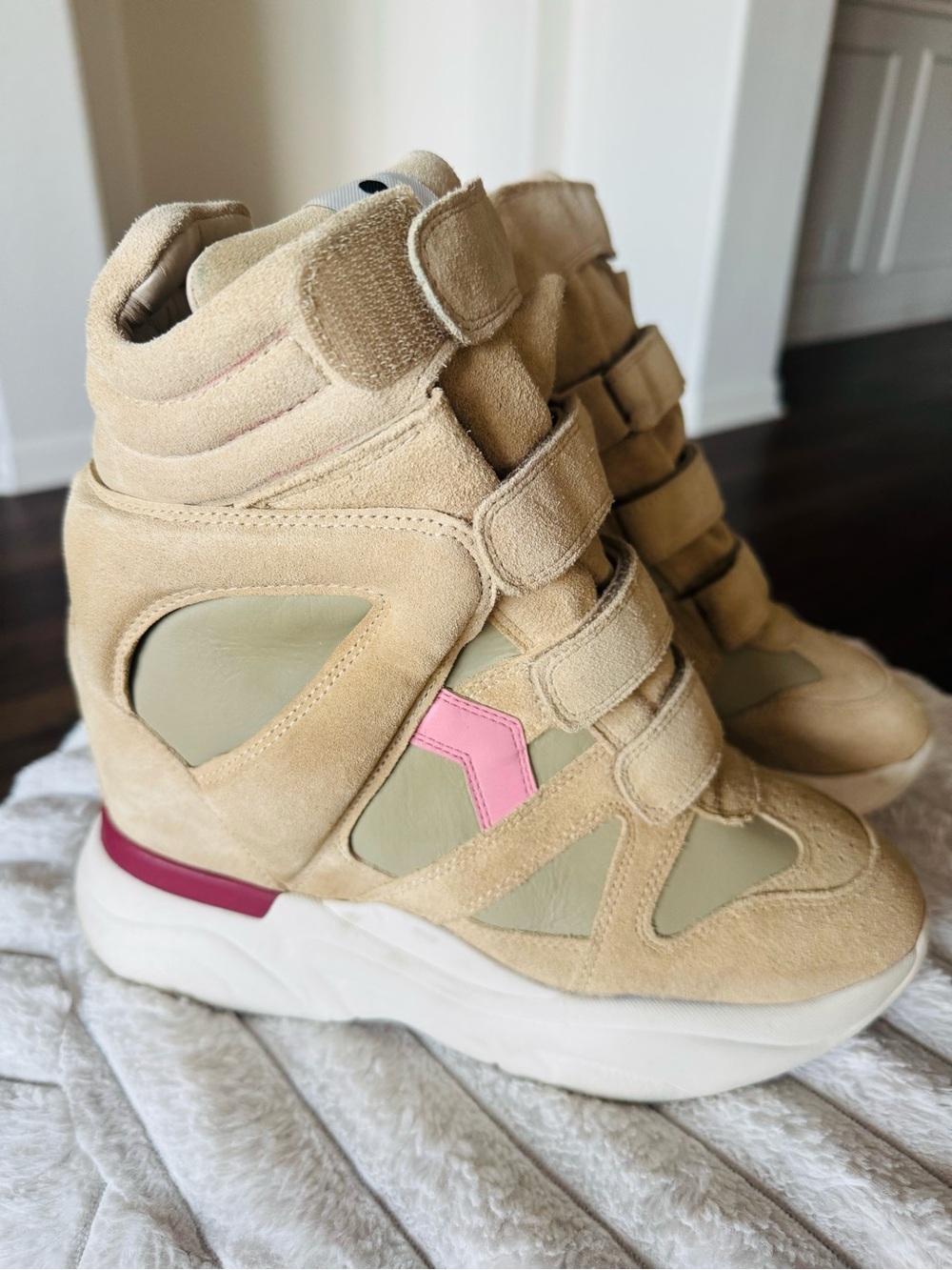 Isabel Marant Balskee suede high-top hidden wedge sneakers Size 10 - Picture 3 of 5